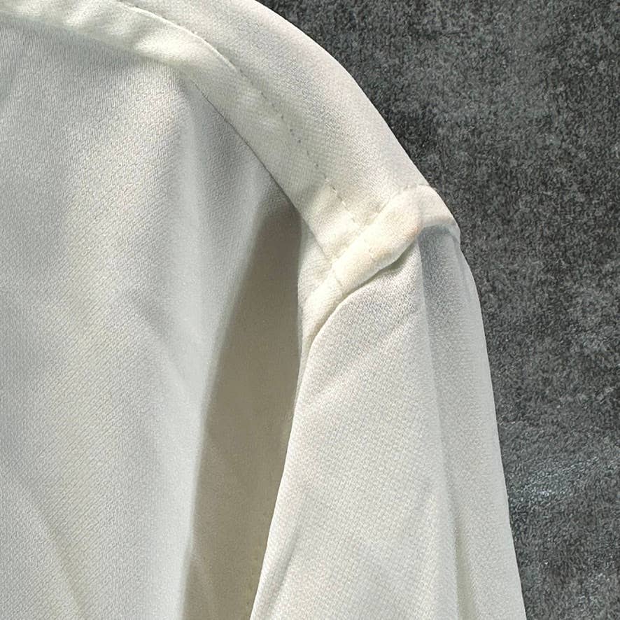 DKNY Women's Ivory Cuffed-Sleeve Hidden-Placket Top SZ L