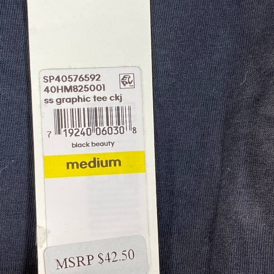 CALVIN KLEIN Men's Black Beauty Monogram Logo Graphic Crewneck T-Shirt SZ M