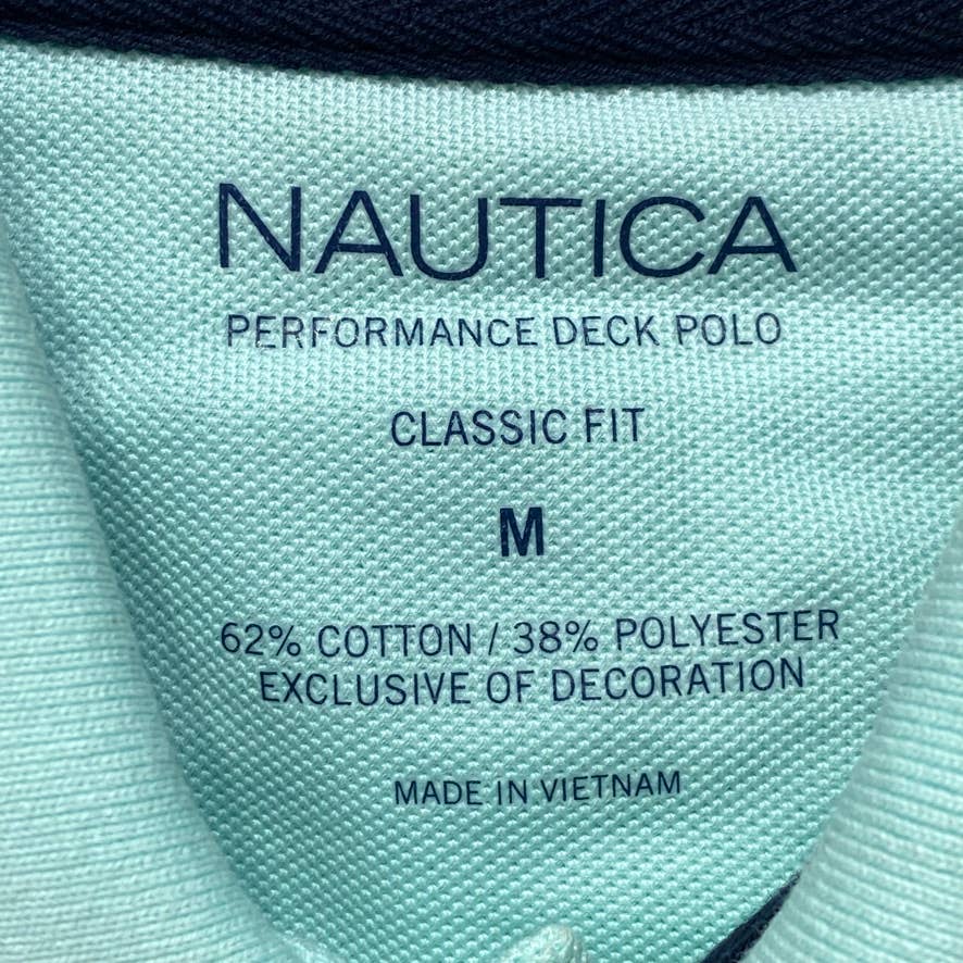 NAUTICA Light Blue Classic-Fit Performance Deck Short Sleeve Polo Shirt SZ M