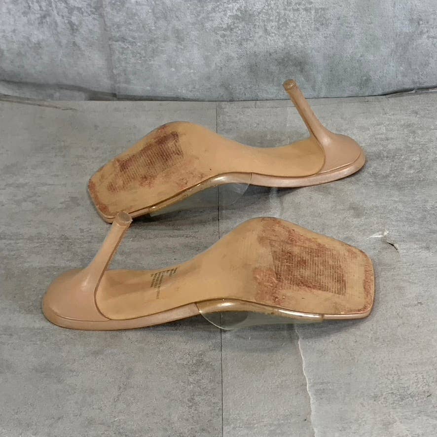 STEVE MADDEN Women's Clear Vinyl Signal Square-Toe Mule Stiletto Sandals SZ 8