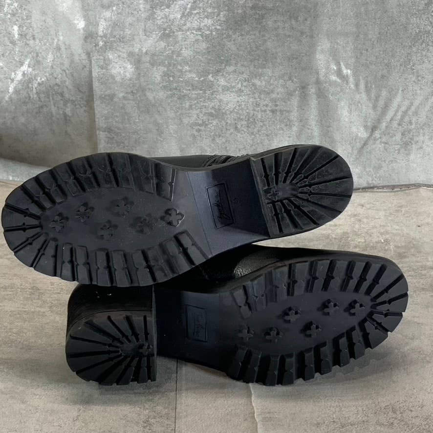 ZODIAC Women's Black Greyson Block-Heel Side-Zip Lug-Sole Booties SZ 6.5