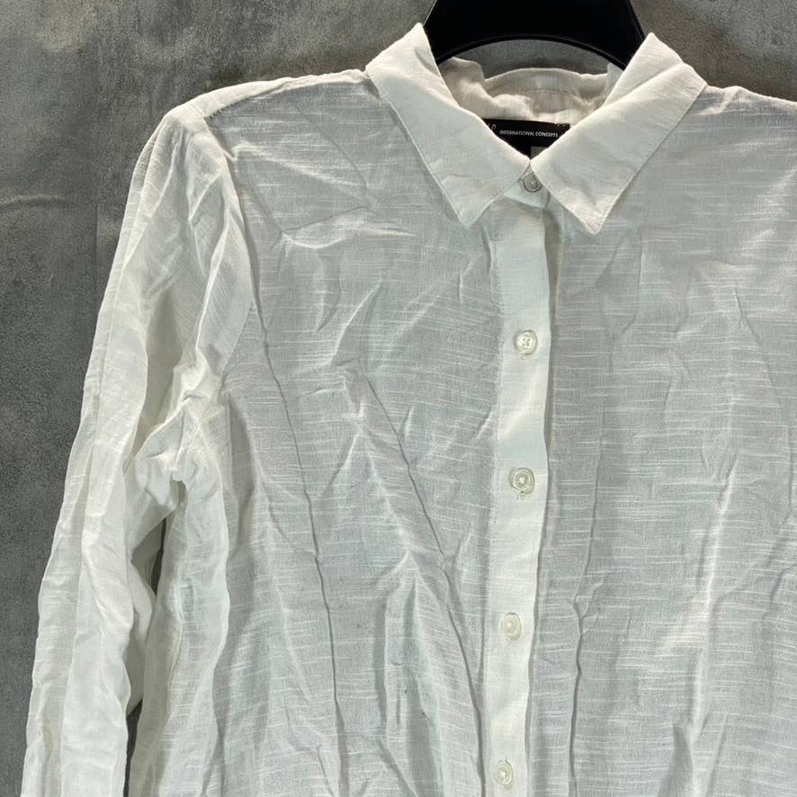 INC INTERNATIONAL CONCEPTS Women's Bright White Tie-Front Button-Up Top SZ S