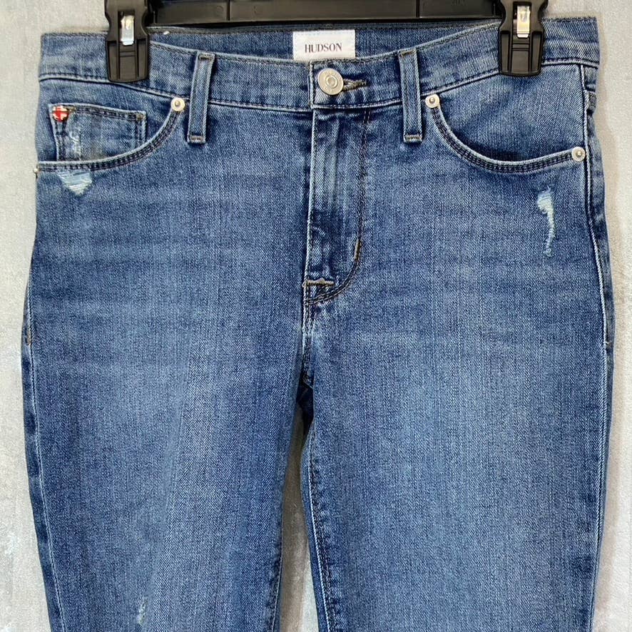 HUDSON Women's Petra Natalie Mid-Rise Super Skinny Crop Distressed Denim Jeans SZ 26