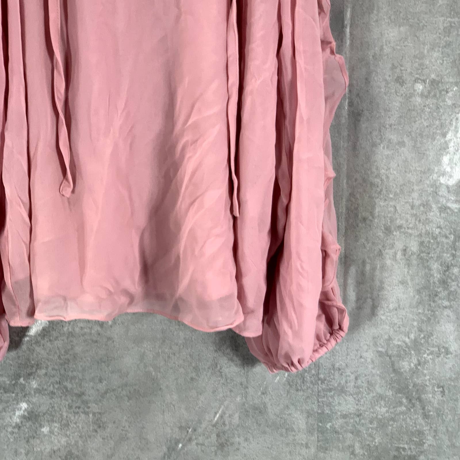 1.STATE Women's Rose Pink Ruffled Tie V-Neck Cold-Shoulder Top SZ M