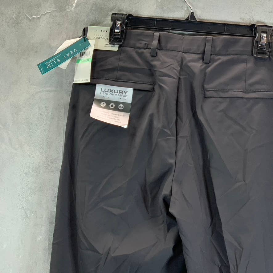 PERRY ELLIS PORTFOLIO Men's Charcoal Extra Slim-Fit Flex Stretch Pants 34x34