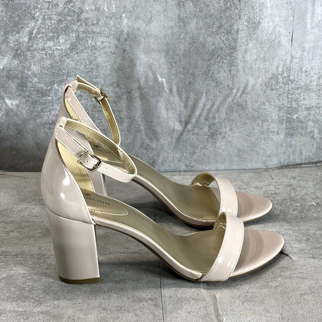 BANDOLINO Women's Oat Patent Armory Ankle Strap Block-Heel Dress Sandals SZ 9