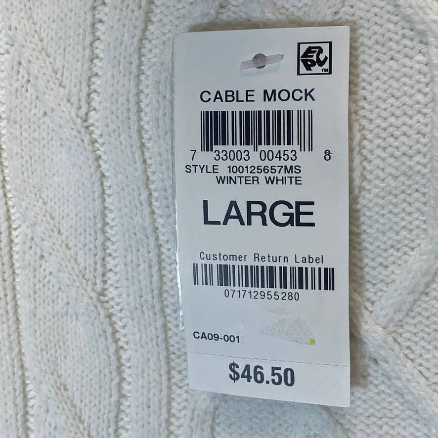 KAREN SCOTT Women's Winter White Cable Knit Mock Neck Pullover Sweater SZ L