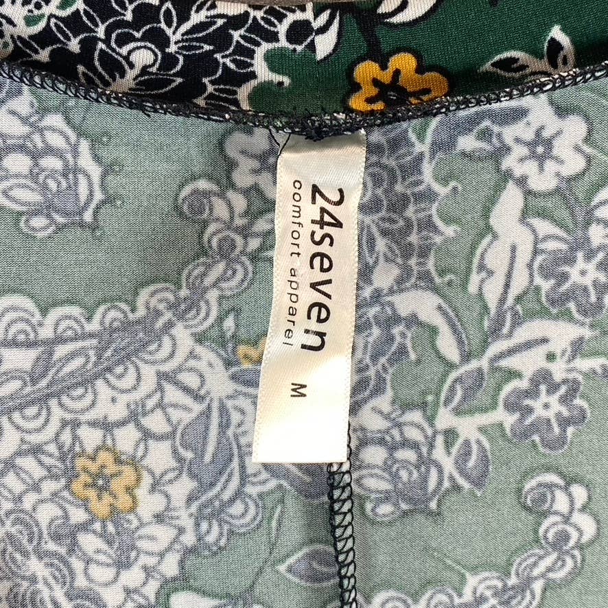 24SEVEN Comfort Apparel Women's Green Paisley-Print Scoop-Neck Long-Sleeve Dress