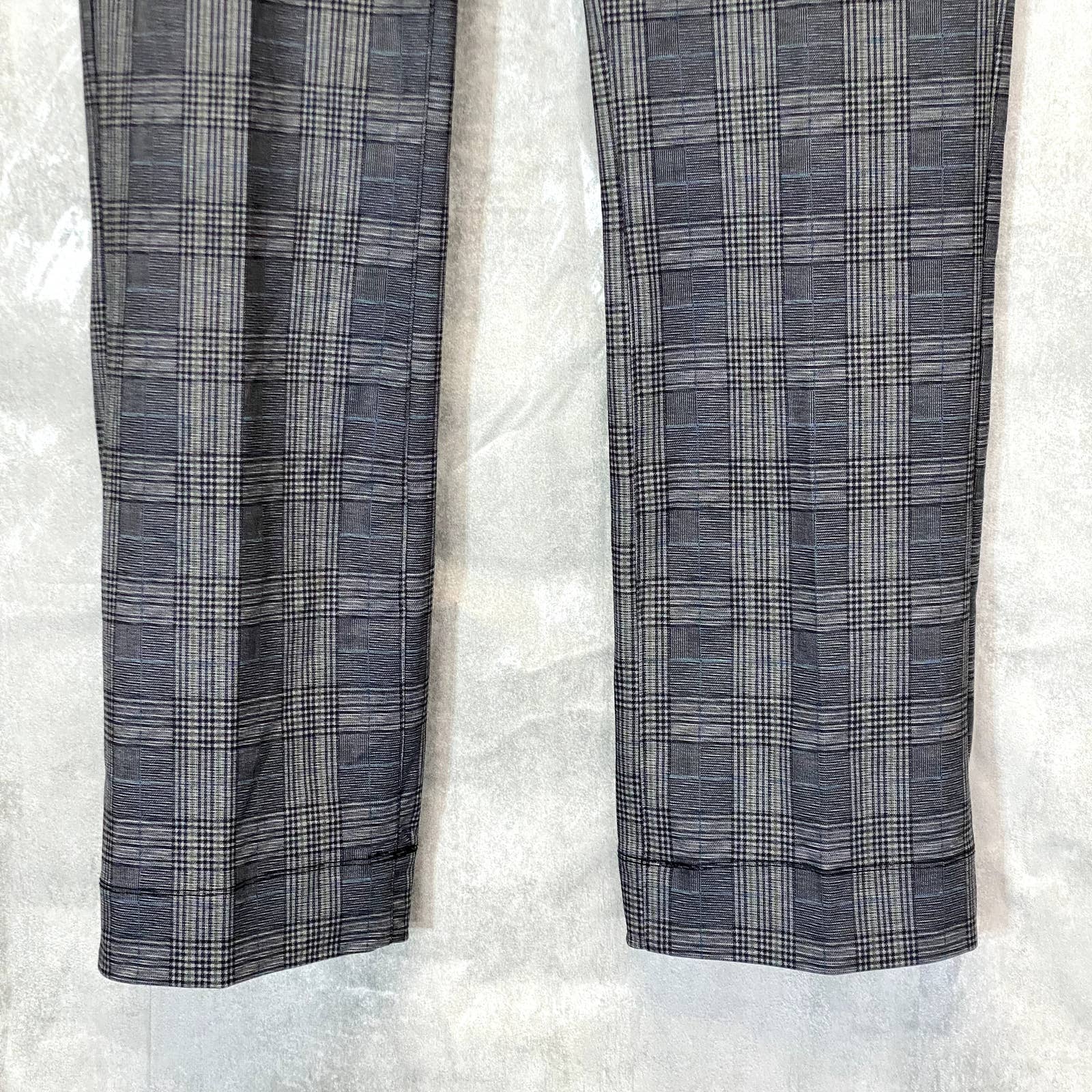 NYDJ Women's Gray Lancaster Plaid Stretch Slim Ponte Trousers SZ 14