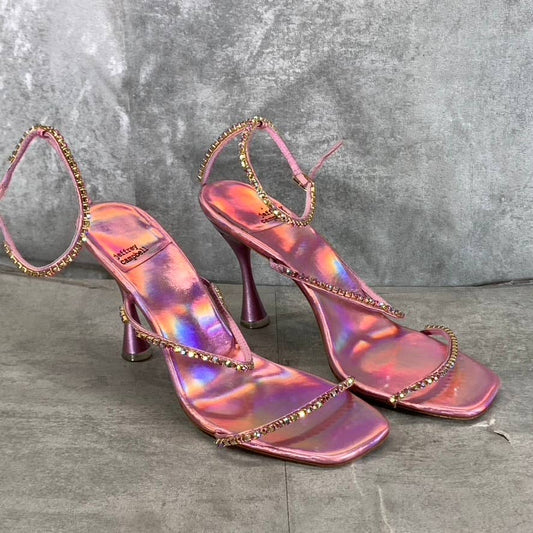 JEFFREY CAMPBELL Women's Pink Iridescent Demonica Rhinestone Sandals SZ 10