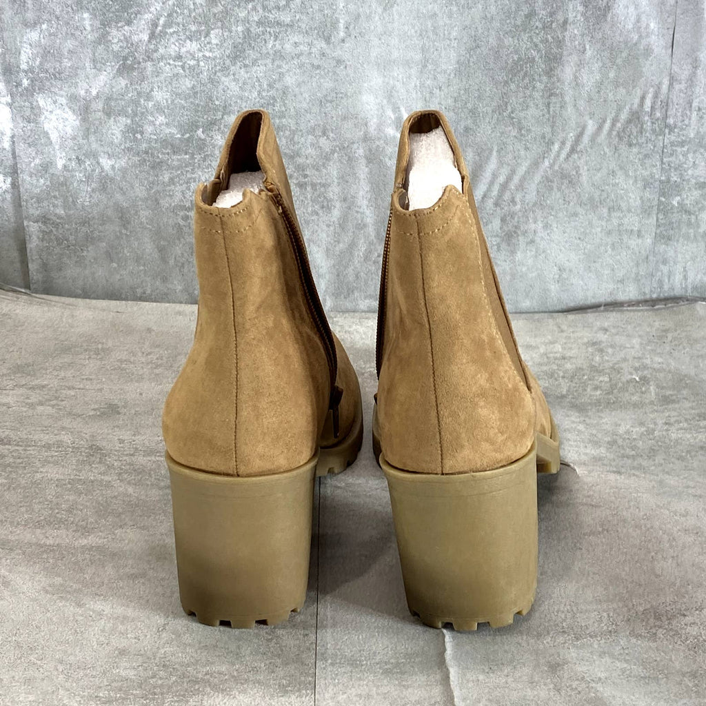 SUN+STONE Women's Taupe Micro Morghan Lug-Sole Block-Heel Booties SZ 10