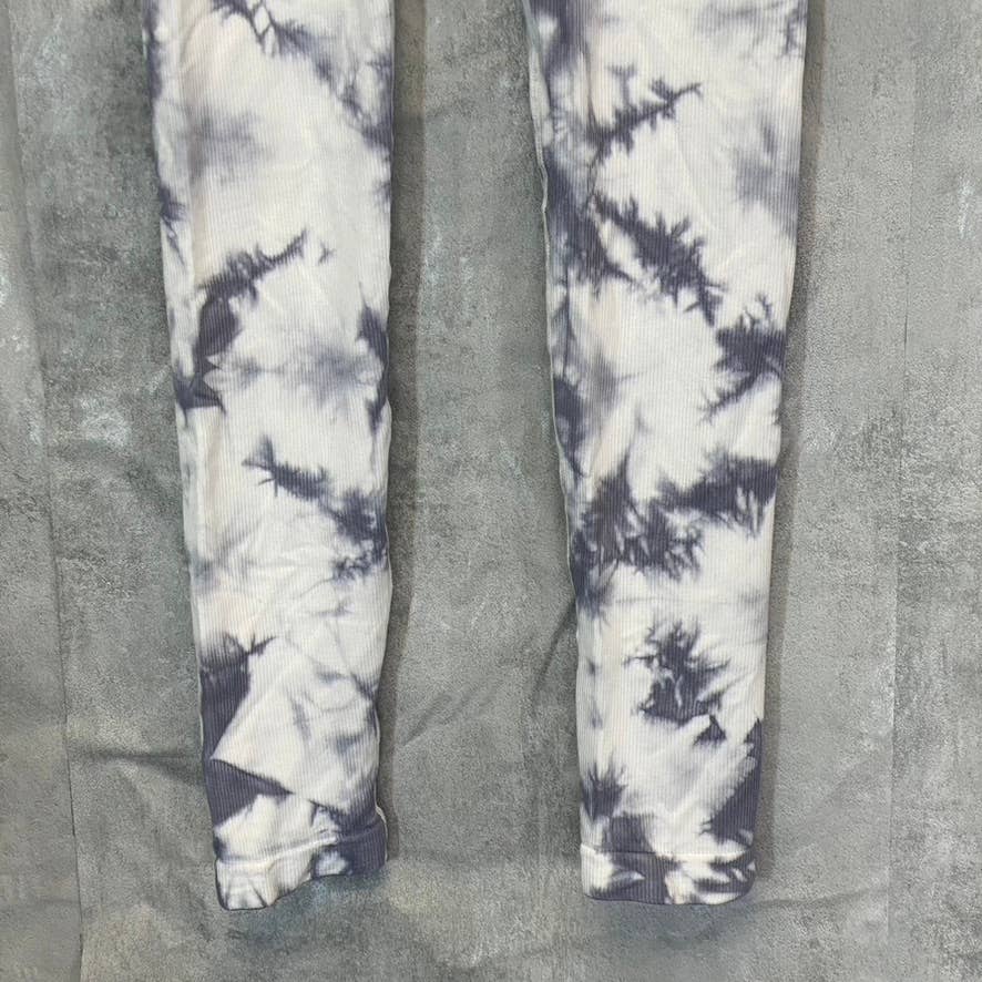 LOVE TREE Women's Gray-White Marble High-Waist Ribbed Seamless Pull-On Leggings SZ S
