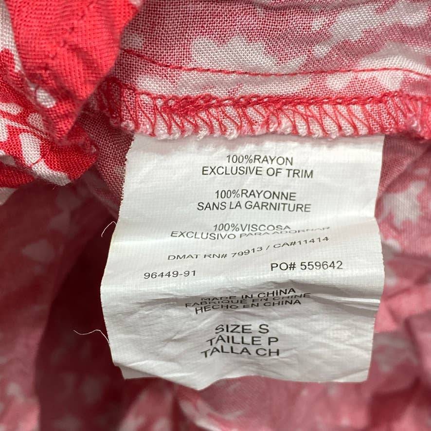 MOTHERHOOD MATERNITY Red Printed Waist Tie Roll Tab 3/4 Sleeve Maternity Top SZ S