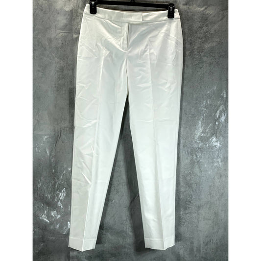 ANNE KLEIN Women's White Double-Weave High-Rise Ankle Pants SZ 4