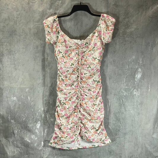 GUESS Women's Lovely Roses Off-The-Shoulder Ingrid Floral-Print Mini Dress SZ M