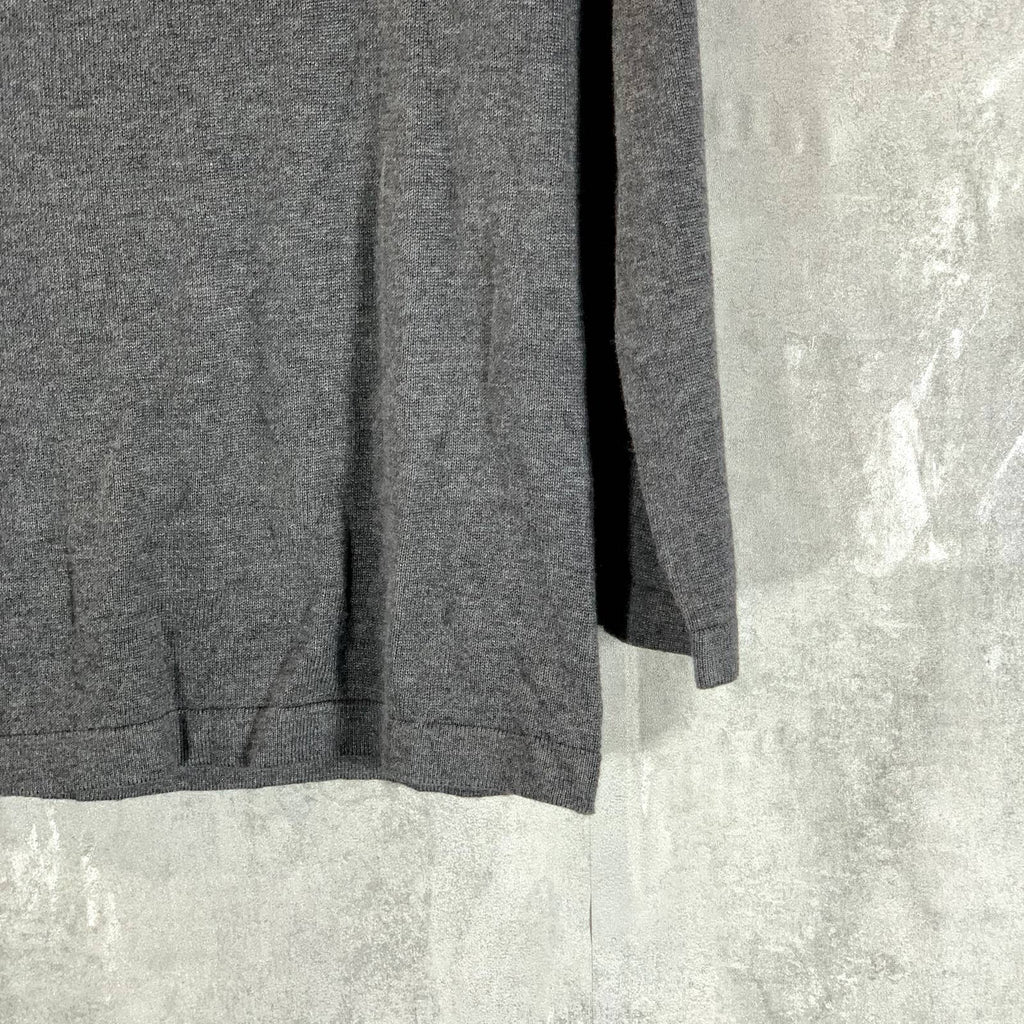 VINCE CAMUTO Women's Medium Heather Grey Crewneck Studded Shoulder Sweater SZ M