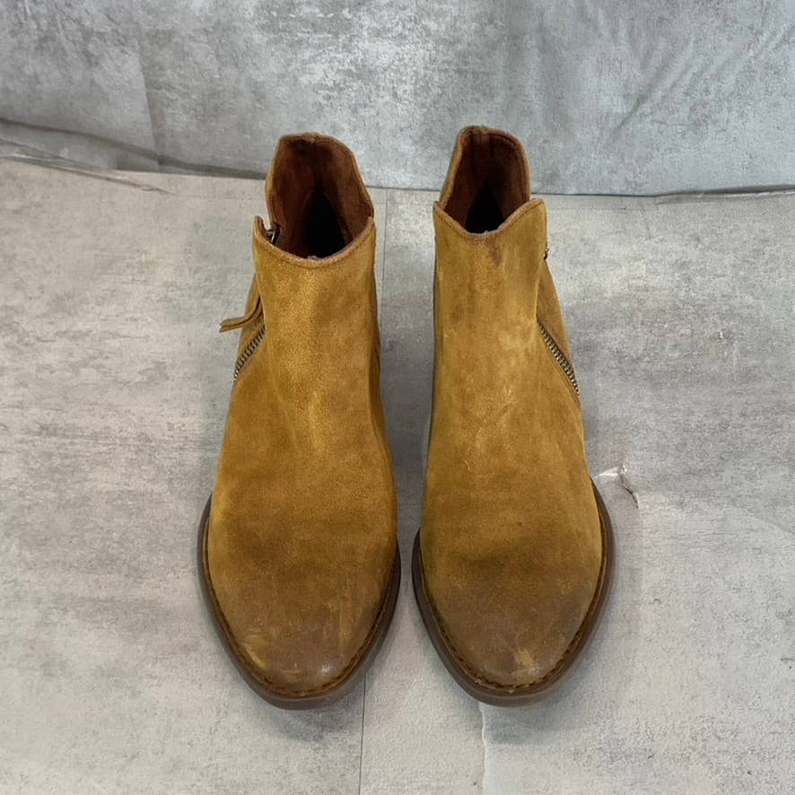 BORN Women's Brown Brinlee Round-Toe Block-Heel Ankle Boots SZ 7.5