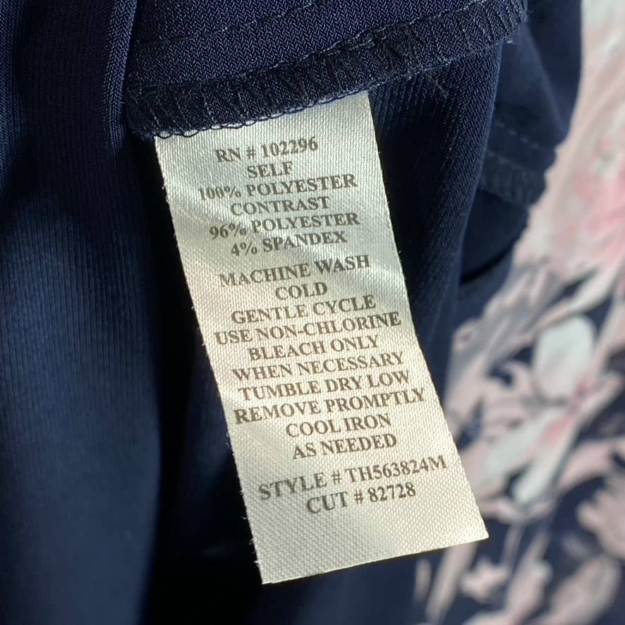 CONNECTED APPAREL Women's Navy-Mauve Floral-Print Chiffon Overlay Dress SZ 6