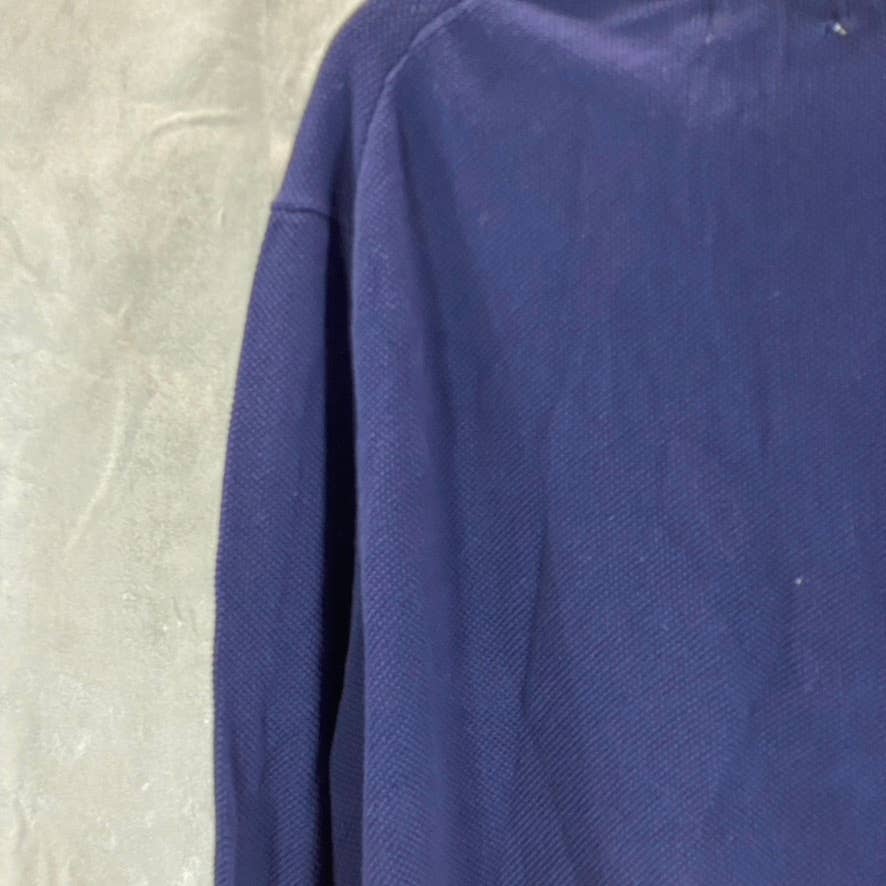 CLUB ROOM Men's Navy Quarter-Zip Stand-Collar Textured Cotton Sweater SZ 2XL