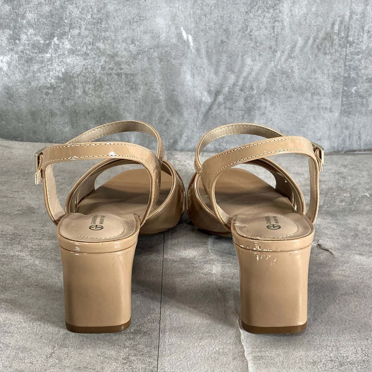 GIANI BERNINI Women’s Nude Patent Zummaa Square-Toe Dress Sandals SZ 9