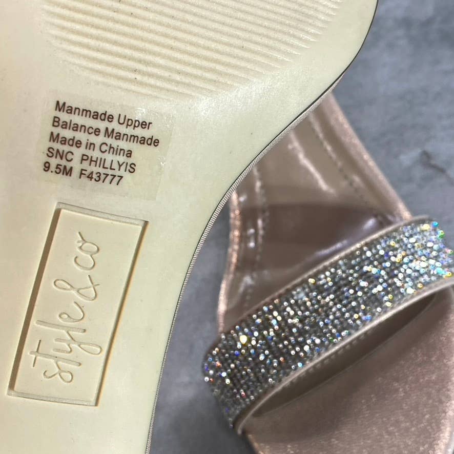 STYLE & CO Women's Blush-Silver Embellished Phillyis Two-Piece Evening Sandals SZ 9.5