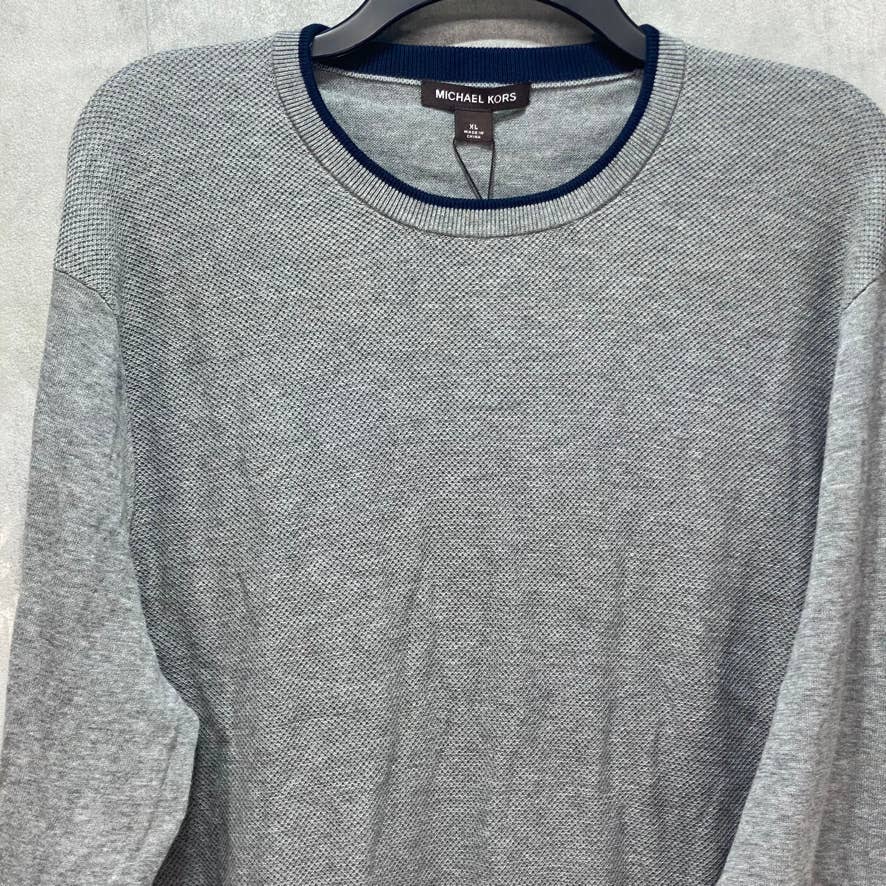 MICHAEL KORS Grey Contrast Trim Crewneck Pullover Sweater SZ XL