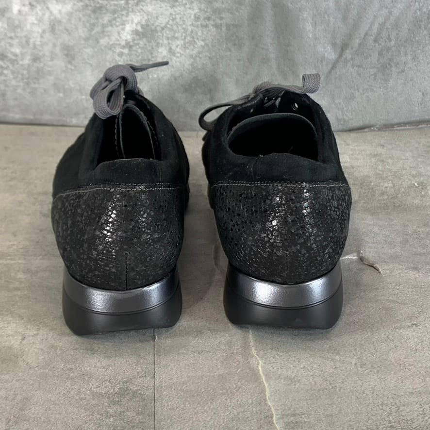 MUNRO Women's Extra Wide Black Mixed Media Kellee Lace-Up Sneakers SZ 6WW