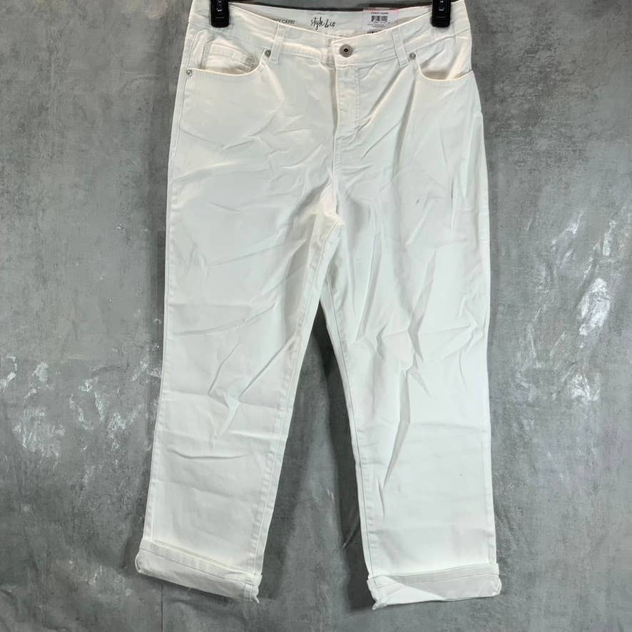 STYLE & CO Women's Bright White Mid-Rise Curvy-Fit Straight-Leg Capri Jeans SZ10