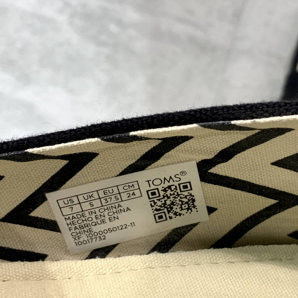 TOMS Women's Black Canvas Alpargata Recycled Lightweight Slip-On Flats SZ 7