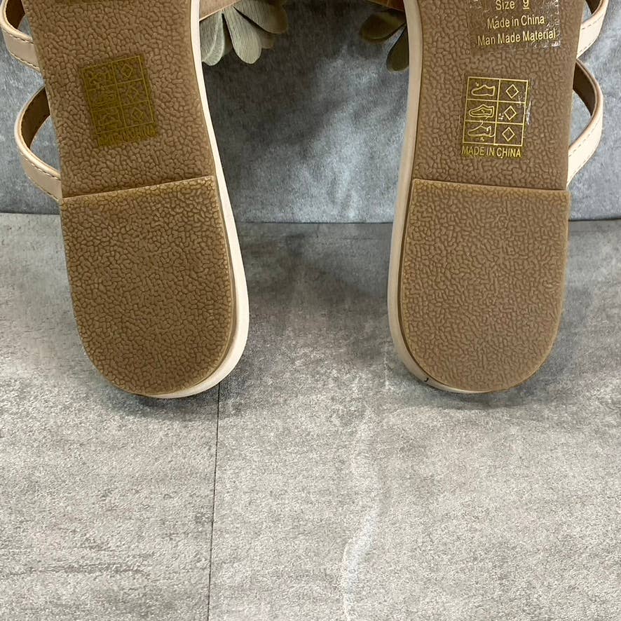 JOURNEE COLLECTION Women's Nude Dolliah 3D Flower-Detail Slide Sandals SZ 9