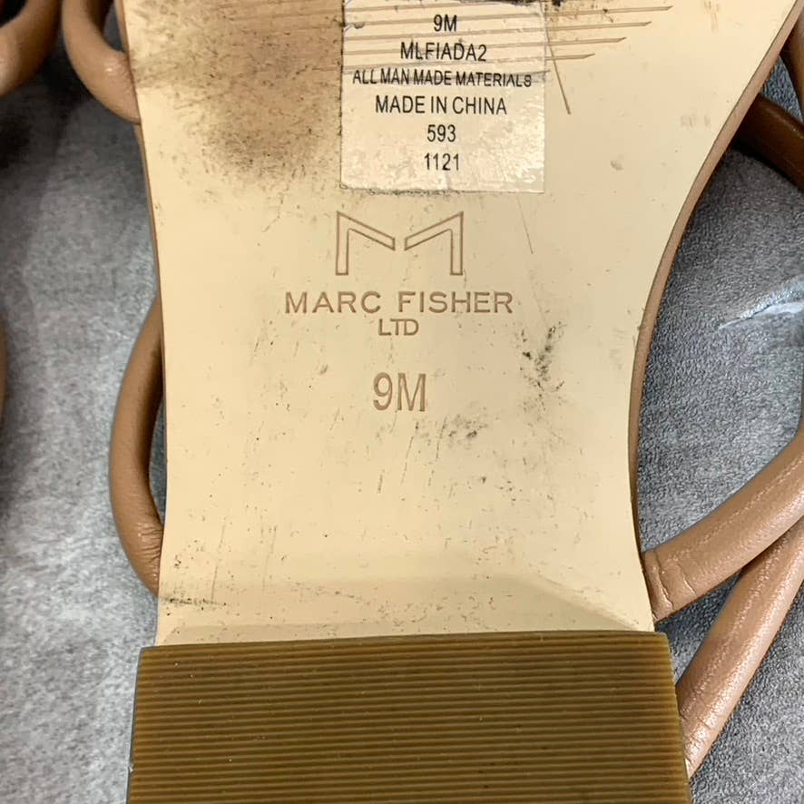 MARC FISHER LTD Women's Medium Natural Fiada Square-Toe Thong Sandals SZ 9