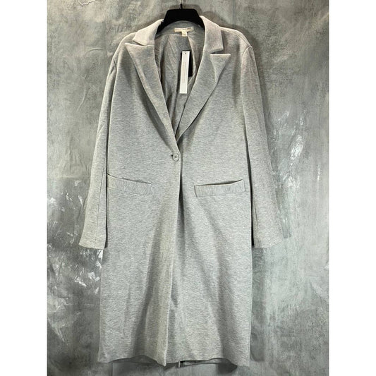 CULPOS X INC Women's Solid Heather Grey One-Button Notch-Collar Long Coat SZ M