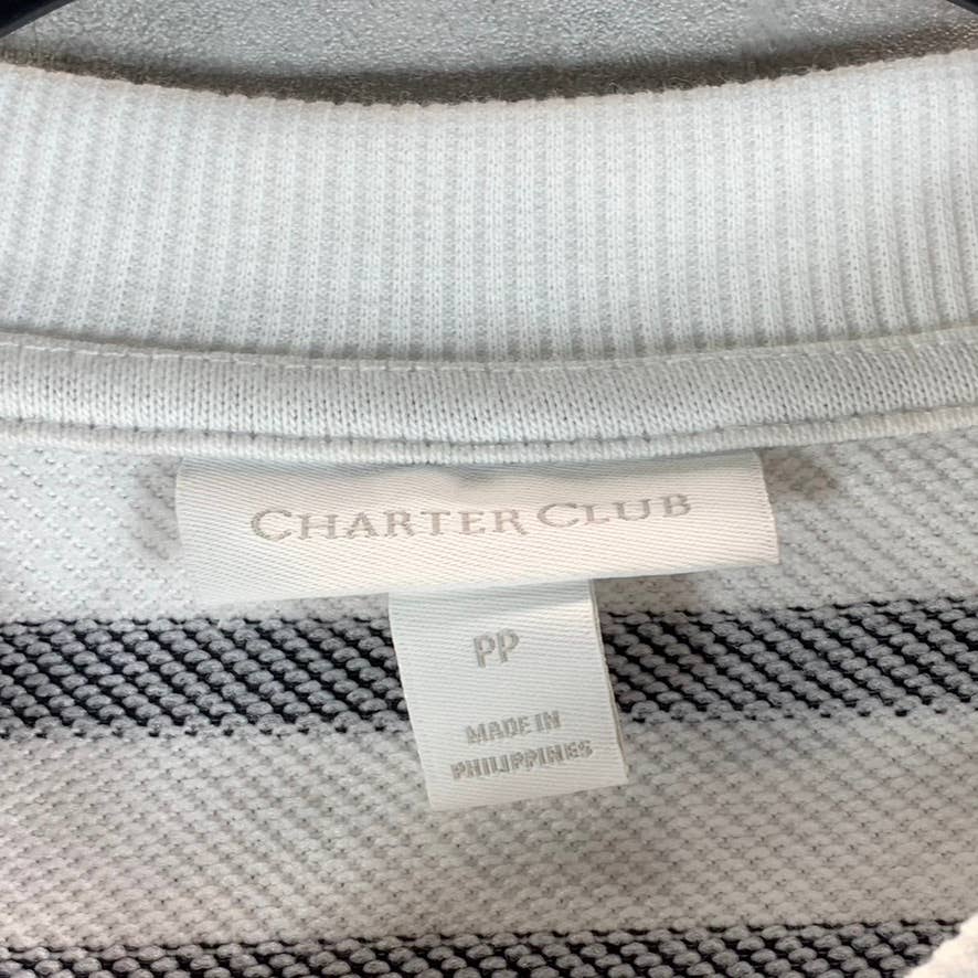 CHARTER CLUB Women's Petite Black-White Striped Sequin-Applique Sweatshirt SZP/P