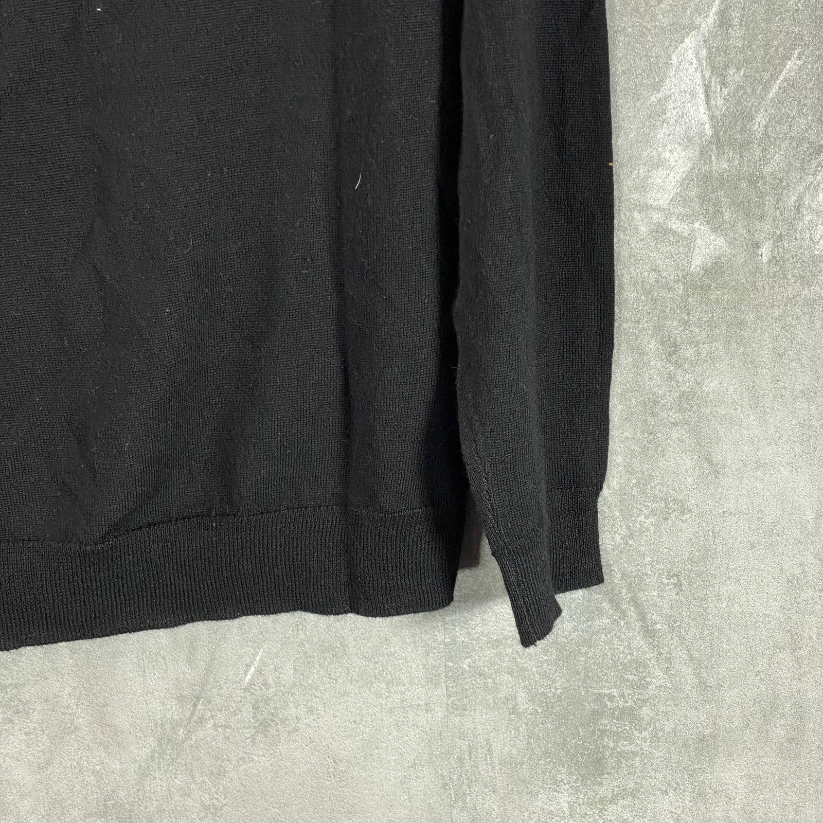 CLUB ROOM Men's Deep Black Merino Wool Blend 3-Button Pullover Polo Sweater SZ M