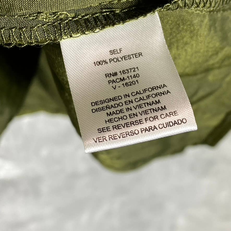 KINGSTON GREY Juniors' Olive Ruffle-Hem Long-Sleeve Button-Front Shirtdress SZXS