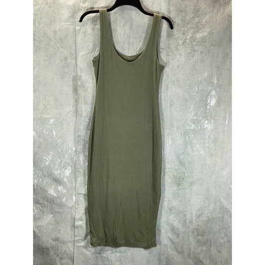 BAR III Women's Dusty Olive Scoop-Neck Bodycon Sleeveless Midi Tank Dress SZ XS