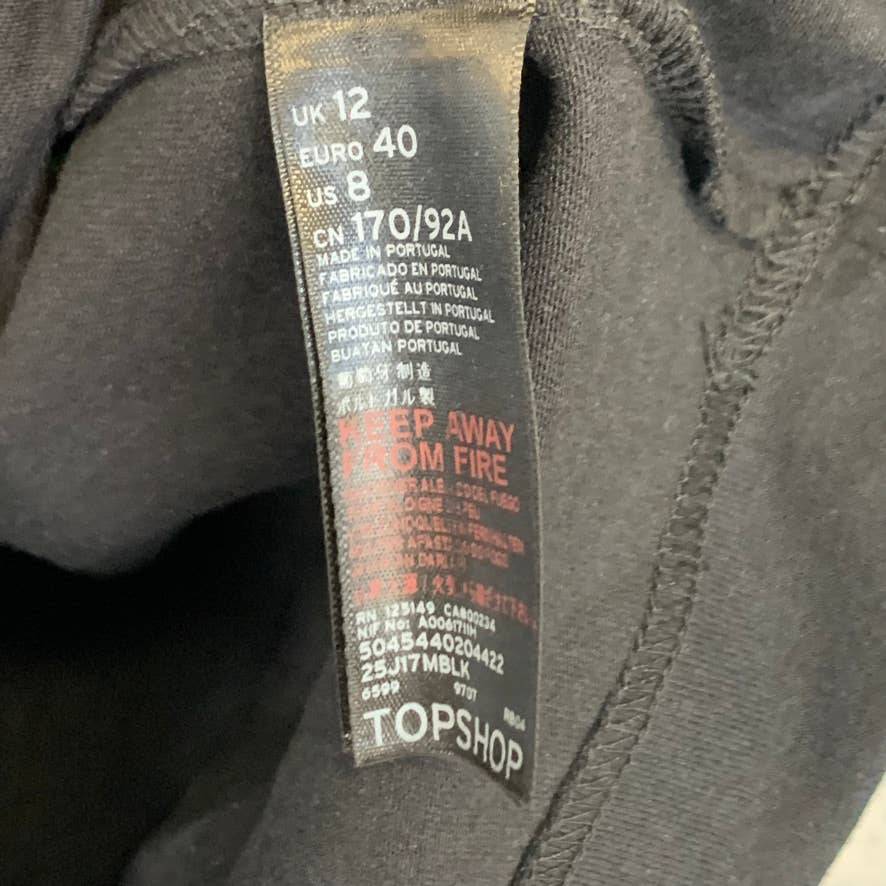 TOPSHOP Boutique Solid Black Short Sleeve Crewneck T-Shirt Top SZ 8