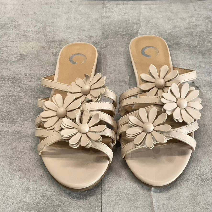 JOURNEE COLLECTION Women's Nude Dolliah 3D Flower-Detail Slide Sandals SZ 9