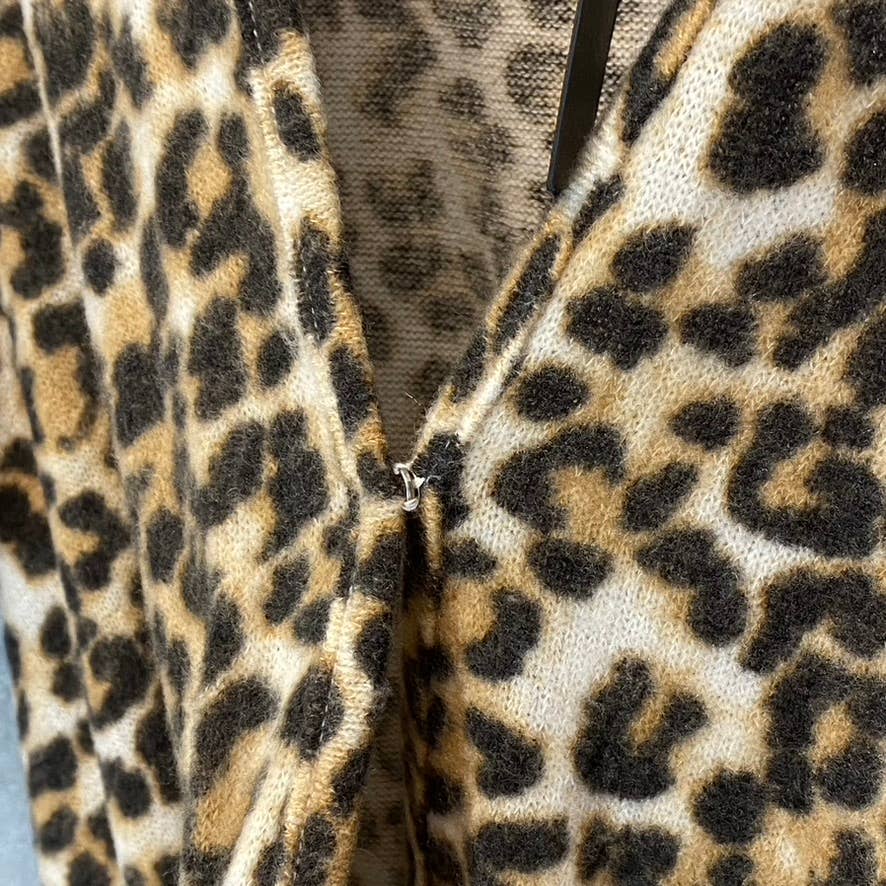 19 COOPER Women's Brown Overflow Leopard Print Surplice Wide Leg Jumpsuit SZ M