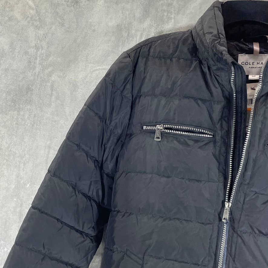 COLE HAAN Men's Solid Black Packable Down Full-Zip Puffer Jacket SZ S