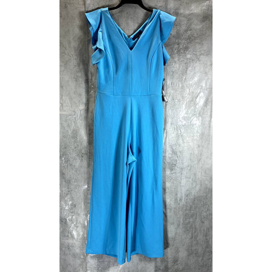 RACHEL RACHEL ROY Women's Shore Blue Ruffled-Sleeve Pocket Cropped Jumpsuit SZ L