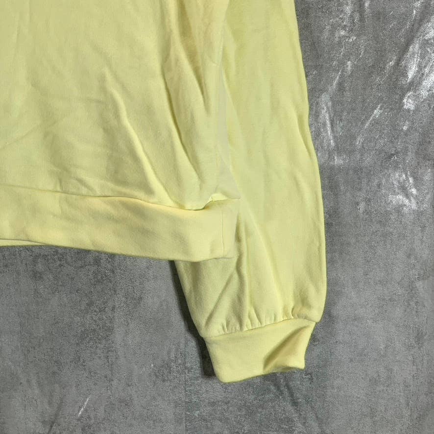 INC INTERNATIONAL Women's Lemon Candy Crewneck Ruffle-Sleeve Sweatshirt SZ L