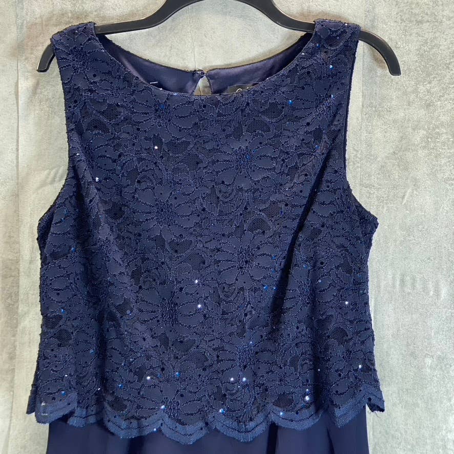 CONNECTED APPAREL Women's Navy Lace Sequin Bodice Sleeveless Cocktail Dress SZ10