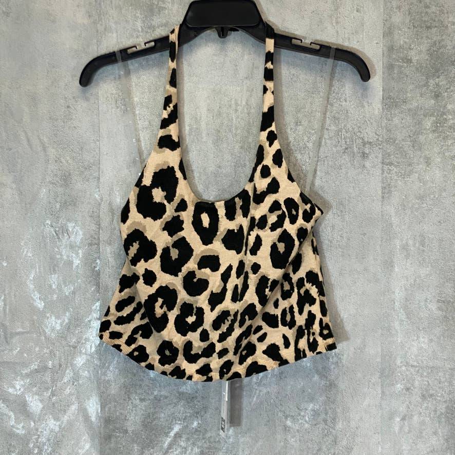 SANCTUARY Essential Women's Tan Leopard Print Halter Top SZ L