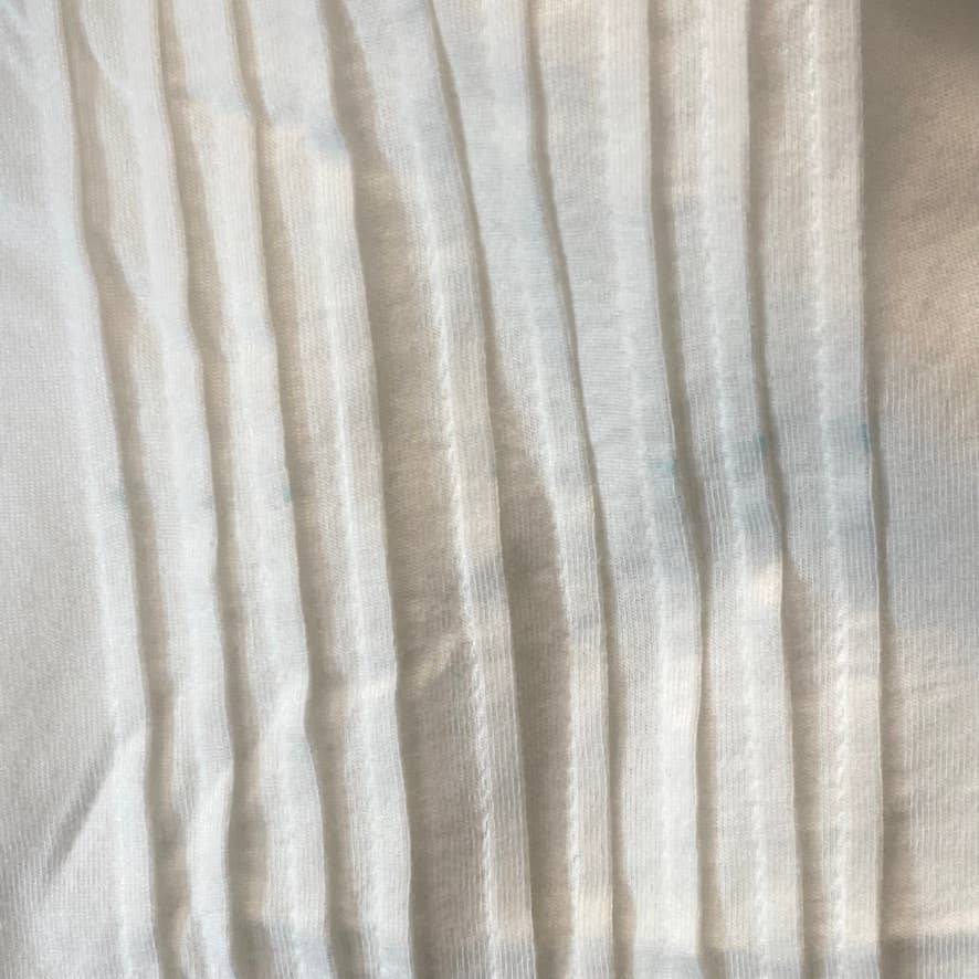 KAREN SCOTT Women's Bright White Pin-Tucked Scoopneck Short Sleeve Top SZ S