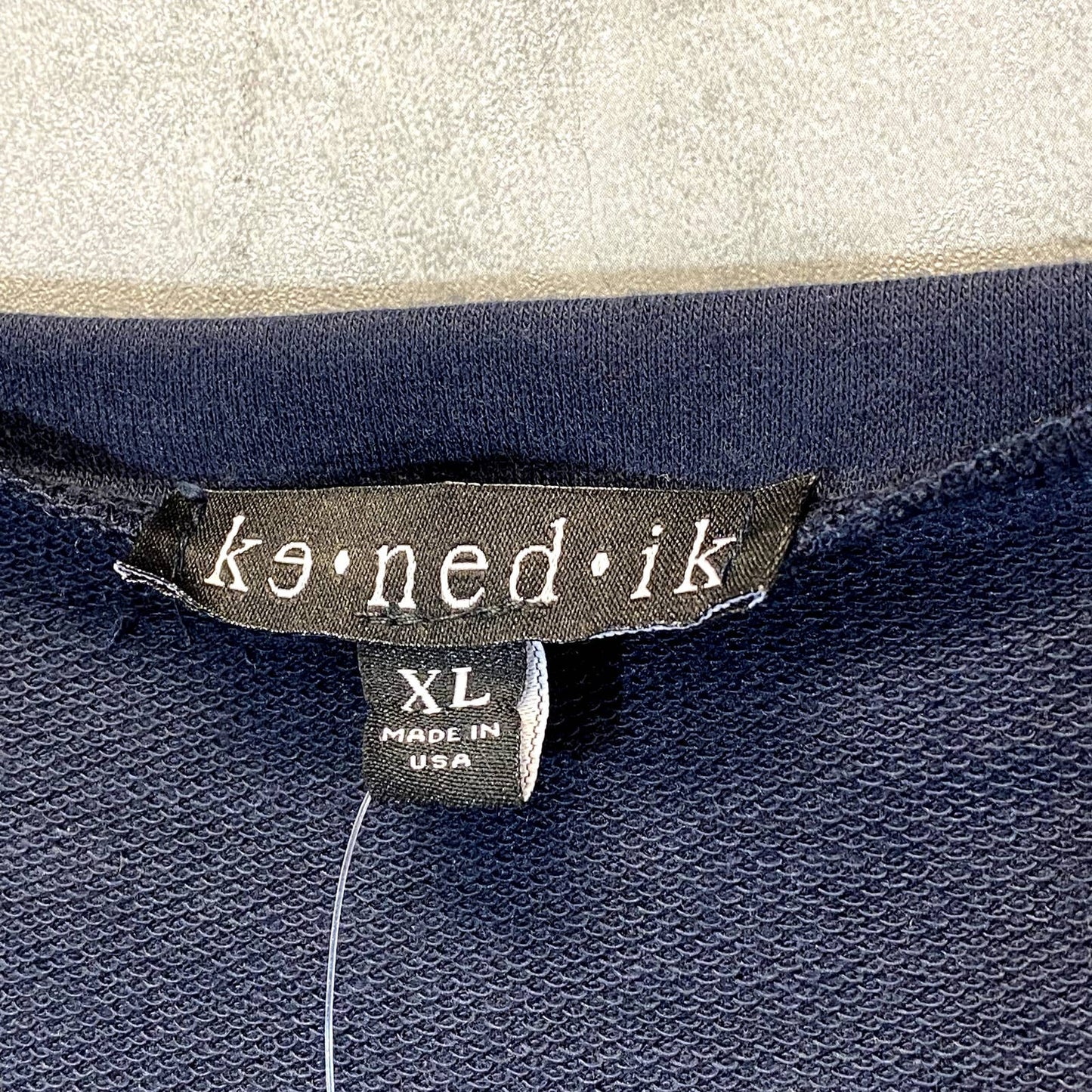 KE-NED-IK Women's Navy Round Neck Long Sleeve A-Line Mini Dress SZ XL
