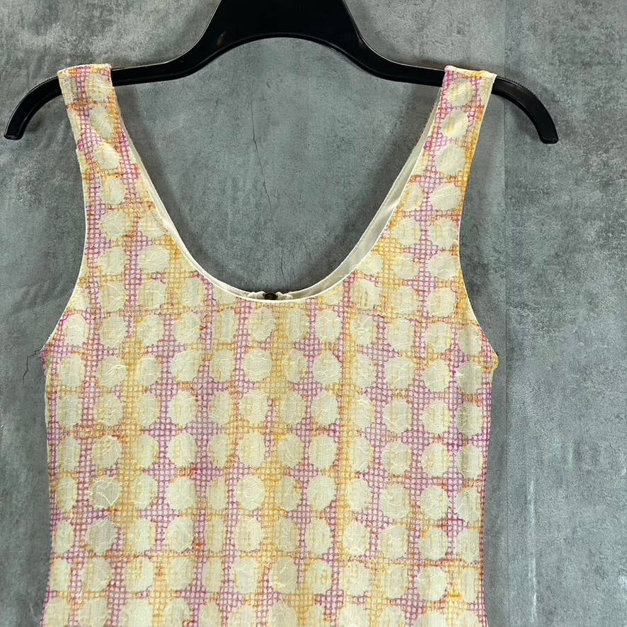 BAR III Women's Yellow Printed mesh Scoopneck Sleeveless Bodycon Mini Dress SZ M