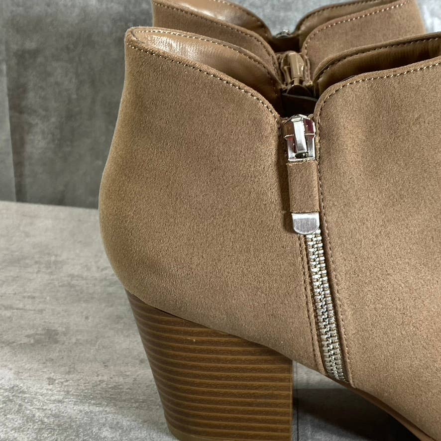 STYLE & CO Women's Taupe Masrinaa Almond-Toe Slip-On Block-Heel Ankle Booties