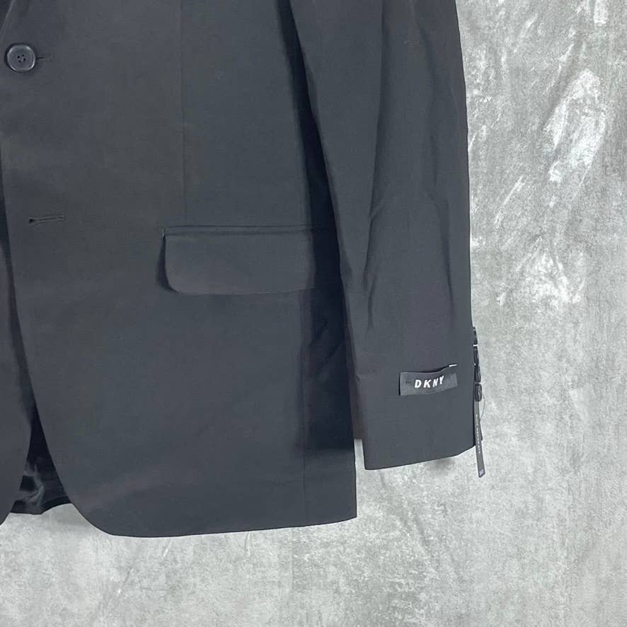 DKNY Men's Solid Black Short Modern-Fit Stretch Two-Button Suit Jacket SZ 36S