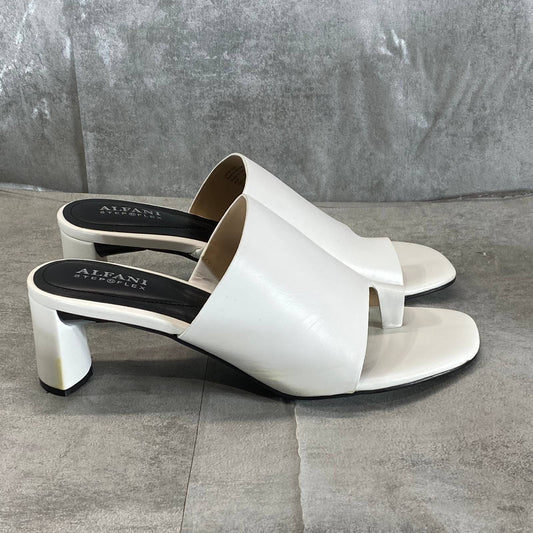 ALFANI STEP 'N FLEX Women's White Leather Colyerr Thong Slip-On Sandal SZ 10
